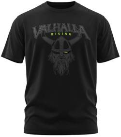 NØRTH Legendary Herren T-Shirt - Vahalla Krieger Nordmann Brust Aufdruck, nordische Wikinger Walhalla Geschenke für Männer, Odin Thor Valhalla Viking Shirt, Farbe:Schwarz/Grün, Größe:M von vanVerden