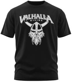 NØRTH Legendary Herren T-Shirt - Vahalla Krieger Nordmann Brust Aufdruck, nordische Wikinger Walhalla Geschenke für Männer, Odin Thor Valhalla Viking Shirt, Farbe:Schwarz/Weiß, Größe:XL von vanVerden