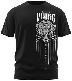 NØRTH Legendary Herren T-Shirt - Yggdrasil 9 Welten Weltenbaum Brust Aufdruck, nordische Wikinger Walhalla Geschenke für Männer, Odin Thor Valhalla Viking, Farbe:Schwarz/Weiß, Größe:3XL von vanVerden