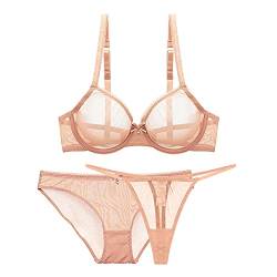 varsmiss Damen Sexy Dessous Set Durchsichtiger BH und Höschen und Mini Transparent Mesh G-String 3 Stück von varsmiss