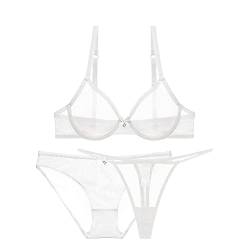 varsmiss Damen Sexy Dessous Set Durchsichtiger BH und Höschen und Mini Transparent Mesh G-String 3 Stück von varsmiss