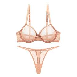 varsmiss Damen Sexy Dessous Set Sehen Sie durch BH und Tanga Mini Transparent Mesh G-String von varsmiss