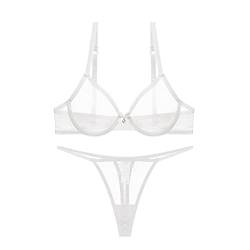 varsmiss Damen Sexy Dessous Set Sehen Sie durch BH und Tanga Mini Transparent Mesh G-String von varsmiss