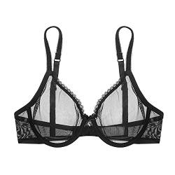 varsmiss Damen Unwattierter Bügel BH Transparent Sexy Mesh BH von varsmiss