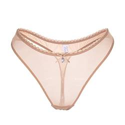 varsmiss Frauen Sexy Unterwäsche Durchsichtiger Netzstoff Tanga Grün Gelb Schwarz Weiß G-Strings (Beige,XL) von varsmiss