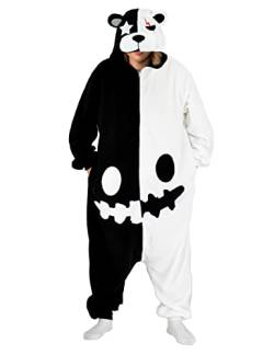 Erwachsene Tier Einteiler Pyjama Cosplay Tier Homewear Nachtwäsche Overall Kostüm für Damen und Herren, schwarz und weiß, XL von vavalad