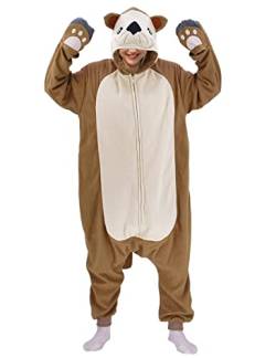 vavalad Erwachsene Sea Otter Onesie Pyjama Plüsch Halloween Weihnachten Tier Homewear Nachtwäsche Overall Kostüm Damen Herren, Einteiler, Motiv: Seeotter, S von vavalad