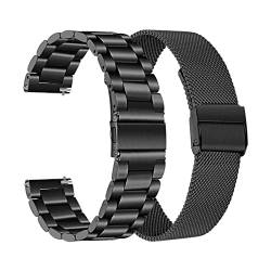 2 stücke Mesh & Soild Edelstahl Armband 20mm Compatible With Samsung Galaxy Watch 42mm aktiv 40mm / Getriebe S2 Classic/Gear Sport Band Strap (Color : Black Gray, Size : Active 40mm) von vazzic