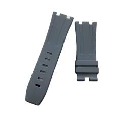 28mm schwarz blau 15703 natur gummi silikon armband männer watch Strap band Compatible With Ap. Schauen Sie den Audemars- und Piguet-Gürtel-Logo-Tools an ( Color : Grey , Size : With rose buckle ) von vazzic