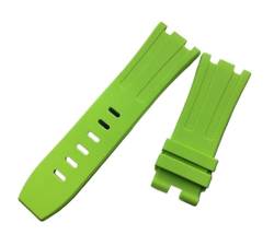 28mm schwarz blau 15703 natur gummi silikon armband männer watch Strap band Compatible With Ap. Schauen Sie den Audemars- und Piguet-Gürtel-Logo-Tools an ( Color : Neno green , Size : With silver buck von vazzic