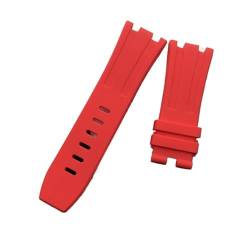 28mm schwarz blau 15703 natur gummi silikon armband männer watch Strap band Compatible With Ap. Schauen Sie den Audemars- und Piguet-Gürtel-Logo-Tools an ( Color : Red , Size : With black buckle ) von vazzic