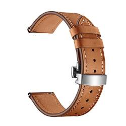 ENICEN Lederband Compatible With Samsung Galaxy Uhr 4 3 Classic Band 42mm / 46mm / aktiv 2 40mm 44mm / 41mm / 45mm 20mm 22mm Uhrenarmband Armband Gürtel (Color : Brown silver, Size : For Active2 44m von vazzic