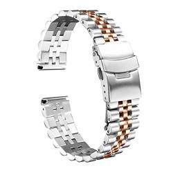 Männer Uhrenband Band Strap Edelstahl Stellungsschlussschließe Geschwindigkeit Meister Handgelenk Frauen Band 18mm 19mm 20mm 22mm 23mm 24mm 26mm 28mm 30mm ( Color : Silver rose gold , Size : 23mm ) von vazzic