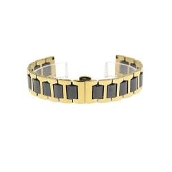 VAZZIC 12 14 16 18 18 20 22 MM Damen Männer Keramik Uhrenarmband Weiche Glatte Füllung Multi-Design Armbandband Edelstahl Gemeinsame Armbänder (Color : Gold-Black, Size : 21mm) von vazzic