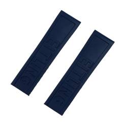 VAZZIC 20mm 22mm 24mm schwarz blau rot gelb armband silikongummi uhrband rostfreie schnalle Compatible With navitimer/Avenger/Breitling Strap (Color : Navy blue, Size : MATT BLACK BUCKLE_20MM) von vazzic