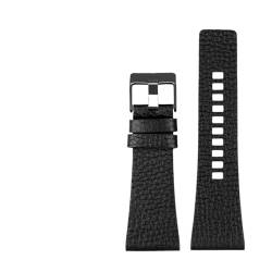 VAZZIC Compatible With Dieselarmbands Männer Handgelenk Große Größe Watch-Bands P-Olice 2 6mm 28mm 30mm 32mm Zwart Brown Echtes CALF Hide Lederarmband (Color : D black black, Size : 28mm) von vazzic