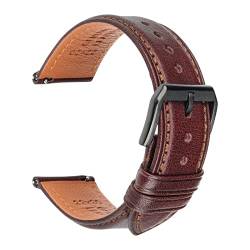 VAZZIC ENICEN 18 19 20mm 21 22 mm 23 24 Leder Uhrenarmband Schwarz Braun Schnellspanner Armband Männer Frauen Smart Uhrenarmband Armband Armband (Color : Dark Brown B, Size : 18mm) von vazzic