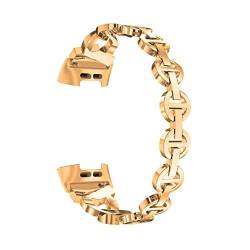VAZZIC ENICEN Bling Diamant-Riemen passen for Fitbit-Ladung 5 Smart-Uhr-Band-Edelstahl-Armband-Metallschleifen-Kettenarmband for die Ladung 2 3 4 (Color : Rose gold, Size : For charge 2) von vazzic