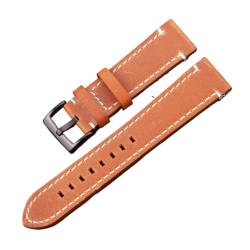 VAZZIC ENICEN Vintage Echtes Leder Armbands 7 Farben Gürtel 18mm 20mm 22mm 24mm Frauen Männer Rindsleder Uhr Band Strap Zubehör (Color : Yellow Brown Black, Size : 22mm) von vazzic