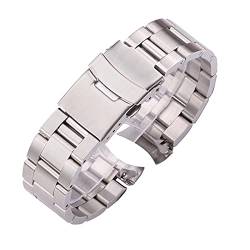 vazzic 20mm 22mm Edelstahl Watch Armband Silber Schwarz Gebogene Endarmband Frauen Männer Metall Uhrenarmband (Color : Silver, Size : 20mm) von vazzic