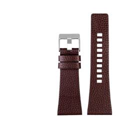 vazzic Compatible With Dieselarmbands Männer Handgelenk Große Größe Watch-Bands P-Olice 2 6mm 28mm 30mm 32mm Zwart Brown Echtes CALF Hide Lederarmband (Color : D brown silver, Size : 30mm) von vazzic