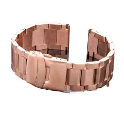 vazzic ENICEN Edelstahl Uhrenarmband Strap Frauen Männer Metall Armband Link Armband 18mm 20mm 22mm 24mm Zubehör Silber Rose Gold Schwarz (Color : Rose Gold, Size : 18mm) von vazzic