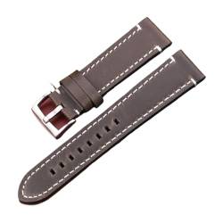 vazzic ENICEN Vintage Echtes Leder Armbands 7 Farben Gürtel 18mm 20mm 22mm 24mm Frauen Männer Rindsleder Uhr Band Strap Zubehör (Color : Green Silver Clasp, Size : 20mm) von vazzic