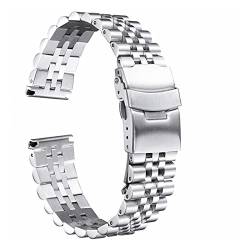 vazzic Männer Uhrenband Band Strap Edelstahl Stellungsschlussschließe Geschwindigkeit Meister Handgelenk Frauen Band 18mm 19mm 20mm 22mm 23mm 24mm 26mm 28mm 30mm (Color : Silver, Size : 18mm) von vazzic