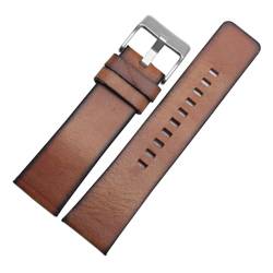 vazzic Qualität Echtes Retro Echtes Leder Armband Männer Compatible With DZ4343 DZ4323 DZ7406. Uhrenband Vintage italienisches Leder 22mm 24mm 26mm (Color : Brown-silver, Size : 26mm) von vazzic