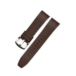 vazzic Quick Release Armbands Qualität Silikon-Gummi-Uhr-Träger 20mm 22mm 24mm wasserdichte tauchen männer Uhren Zubehör (Color : Brown silver, Size : 20mm) von vazzic