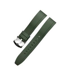 vazzic Quick Release Armbands Qualität Silikon-Gummi-Uhr-Träger 20mm 22mm 24mm wasserdichte tauchen männer Uhren Zubehör (Color : Green silver, Size : 22mm) von vazzic