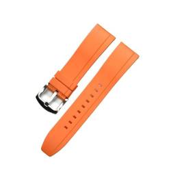 vazzic Quick Release Armbands Qualität Silikon-Gummi-Uhr-Träger 20mm 22mm 24mm wasserdichte tauchen männer Uhren Zubehör (Color : Orange silver, Size : 20mm) von vazzic