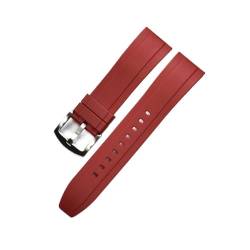 vazzic Quick Release Armbands Qualität Silikon-Gummi-Uhr-Träger 20mm 22mm 24mm wasserdichte tauchen männer Uhren Zubehör (Color : Red silver, Size : 22mm) von vazzic