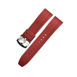 vazzic Quick Release Armbands Qualität Silikon-Gummi-Uhr-Träger 20mm 22mm 24mm wasserdichte tauchen männer Uhren Zubehör (Color : Red silver, Size : 24mm) von vazzic
