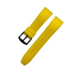 vazzic Quick Release Armbands Qualität Silikon-Gummi-Uhr-Träger 20mm 22mm 24mm wasserdichte tauchen männer Uhren Zubehör (Color : Yellow black, Size : 20mm) von vazzic