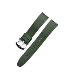 vazzic Quick Release Watch Bands Premium Grad Silikon-Gummi-Uhr-Träger 20mm 22mm 24mm wasserdichte Passform for Männer Frauen Uhren Zubehör (Color : Green silver, Size : 22mm) von vazzic