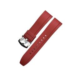 vazzic Quick Release Watch Bands Premium Grad Silikon-Gummi-Uhr-Träger 20mm 22mm 24mm wasserdichte Passform for Männer Frauen Uhren Zubehör (Color : Red silver, Size : 22mm) von vazzic