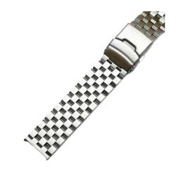 vazzic Uhrenarmband aus gebürstetem Edelstahl, 18 mm/20 mm/22 mm/24 mm/26 mm, Metall-Ersatzarmband, Männer, Frauen, Schwarz/Silber-Armband (Color : Silver, Size : 20mm) von vazzic