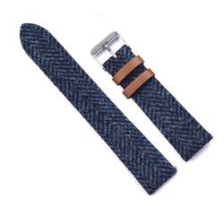 vazzic YingYou 18mm 20mm 22mm Vintage Echtes Leder Uhr Band Ersatz Armband For Männer Frauen Quick Release Handgelenk Band Weave Strap (Color : Blue, Size : 20mm) von vazzic
