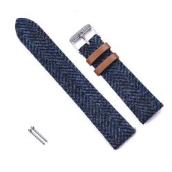 vazzic YingYou 18mm 20mm 22mm Vintage Echtes Leder Uhr Band Ersatz Armband For Männer Frauen Quick Release Handgelenk Band Weave Strap (Color : Blue, Size : 22mm) von vazzic