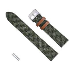 vazzic YingYou 18mm 20mm 22mm Vintage Echtes Leder Uhr Band Ersatz Armband For Männer Frauen Quick Release Handgelenk Band Weave Strap (Color : Green, Size : 18mm) von vazzic