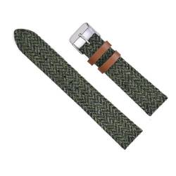 vazzic YingYou 18mm 20mm 22mm Vintage Echtes Leder Uhr Band Ersatz Armband For Männer Frauen Quick Release Handgelenk Band Weave Strap (Color : Green, Size : 22mm) von vazzic