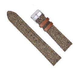 vazzic YingYou 18mm 20mm 22mm Vintage Echtes Leder Uhr Band Ersatz Armband For Männer Frauen Quick Release Handgelenk Band Weave Strap (Color : Khaki, Size : 18mm) von vazzic
