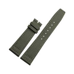 vazzic YingYou 20 Mm 21 Mm 22 Mm Uhrenarmband Aus Nylon-Leinengewebe, Kompatibel Mit IWC Pilot Green Black Belts Armbanduhrbändern (Color : Dark Green No buckle, Size : 21mm) von vazzic