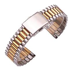 vazzic YingYou 316L Edelstahl Uhrenarmband Silber Gold Damen Uhrenarmbänder 12mm 14mm 16mm 18mm 20mm Uhrenarmband Verschluss (Color : Middle Gold, Size : 12mm) von vazzic