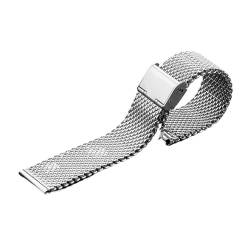 vazzic YingYou Feinmaschiges Uhrenarmband Edelstahl Milanese Strap Mesh Armband 1.0 Drahtschnalle Uhrenzubehör 18mm 20mm 22mm 24mm (Color : Silver, Size : 20mm) von vazzic