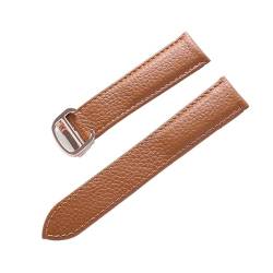 vazzic YingYou Gürtel Leder Uhrenarmband Litschi Weiches Leder Herrengürtel Damen Armband Kompatibel Mit Cartier Tank London Blue Uhrenzubehör (Color : Brown Rose Buckle, Size : 20mm) von vazzic