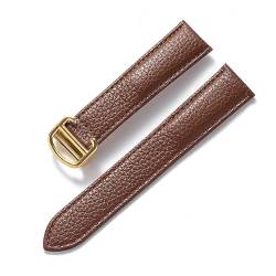 vazzic YingYou Herren- und Damen-Lederriemen, faltbare Schnalle, (Color : Brown gold buckle, Size : 21mm) von vazzic