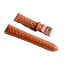 vazzic YingYou Lederarmband 18mm 19mm 20mm 22mm Uhrenarmband Armband Porös Uhrenarmbänder Herren Armbanduhren Band (Color : Brown, Size : 24mm) von vazzic