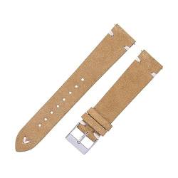 vazzic YingYou Uhrenarmbänder Aus Wildleder, Handgefertigt For Männer Und Frauen, 18 Mm, 20 Mm, Lederarmband, Wildleder, Braun, 7 Farben, Schnellverschluss, Uhrenarmband (Color : Beige, Size : 18mm) von vazzic